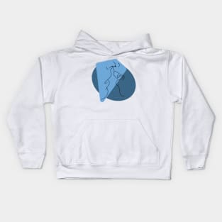 Kiss line art blue Kids Hoodie